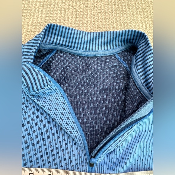 Lululemon Rest Less Cropped Half-Zip Top Jacket Thumbholes Grid Blue - Picture 7 of 9
